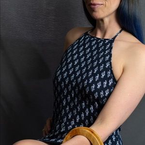 Robin K  High Low Floral Halter Dress.